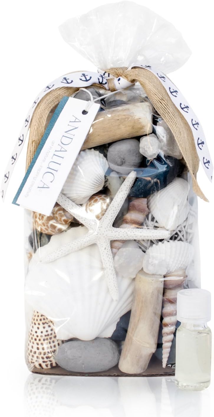 ANDALUCA Pacific Isles Scented Potpourri | Made in California Beach Home Décor | Large 20 oz Bag + Fragrance Vial | Scents Sandalwood and Coconut Blooms - Image 1